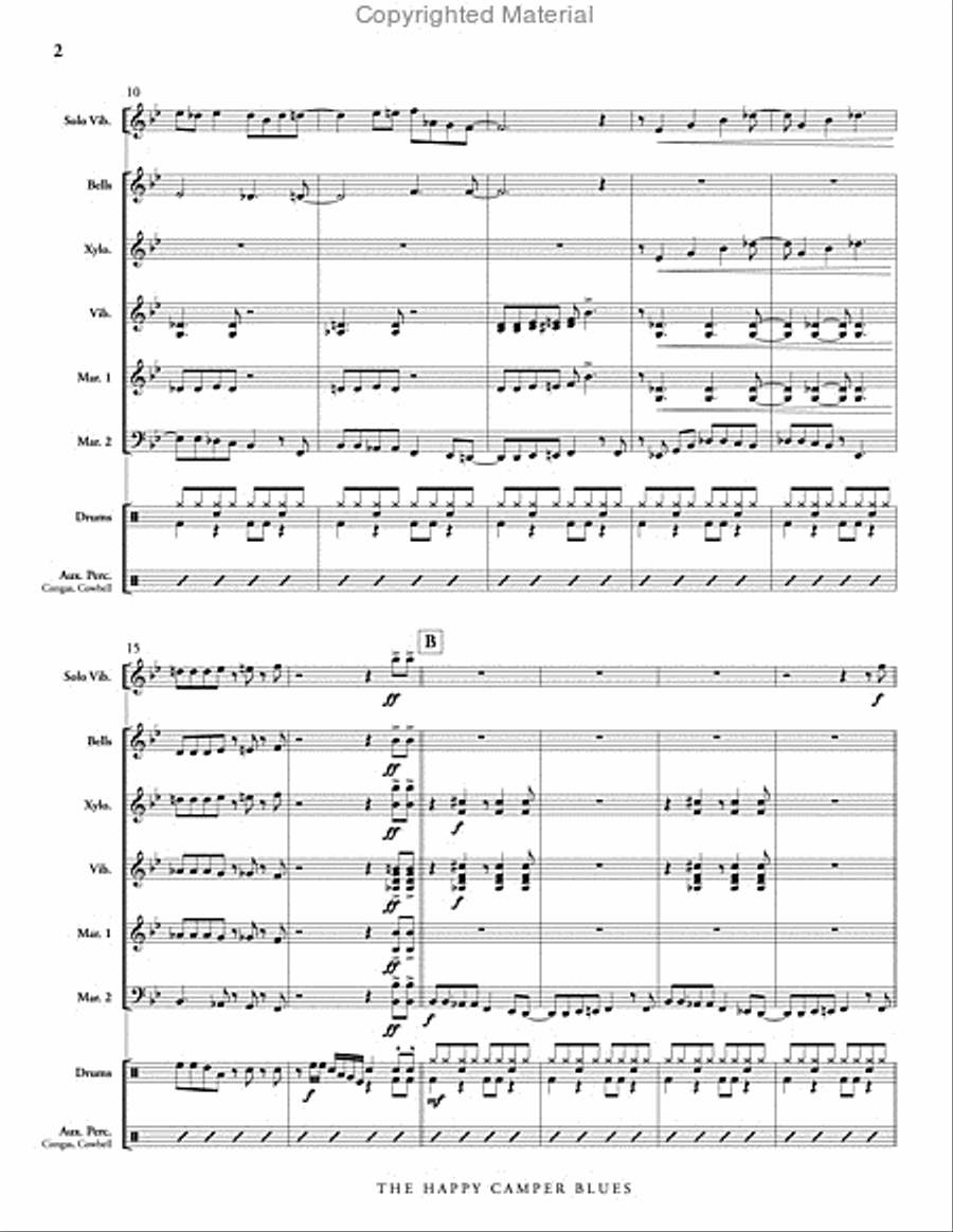 Happy Camper Blues, The (score & parts) Percussion Ensemble scores gallery preview page 3