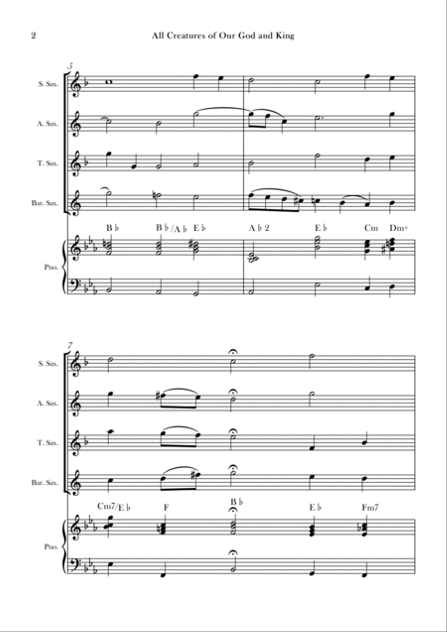 All Creatures of Our God and King Tenor Saxophone scores gallery preview page 2