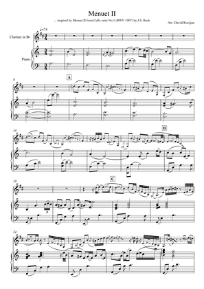 Menuet II from Cello suite No.1 (clarinet & piano)