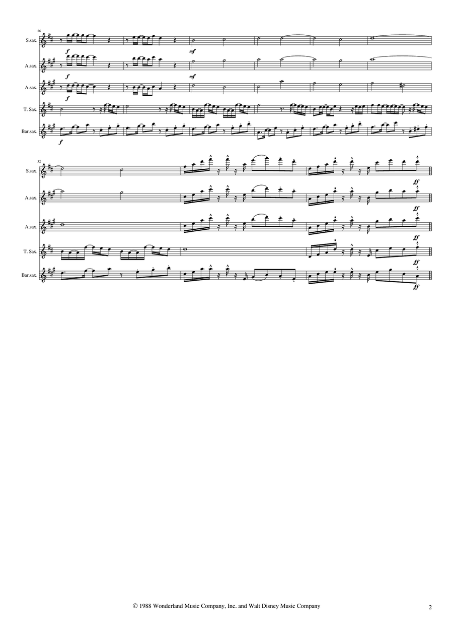 Under The Sea Saxophone Quartet scores gallery preview page 2