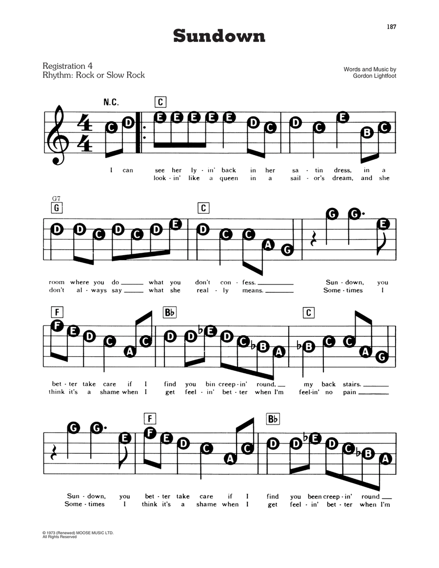 Sundown Electronic Keyboard scores gallery preview page 1