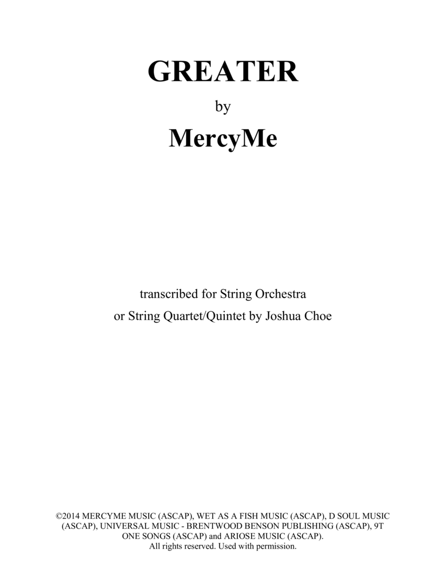 Greater Greater String Quintet scores gallery preview page 1
