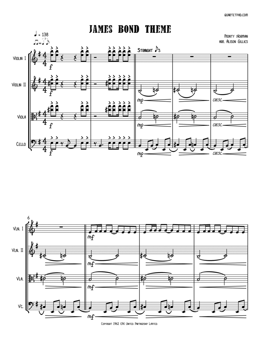 James Bond Theme String Trio scores gallery preview page 1
