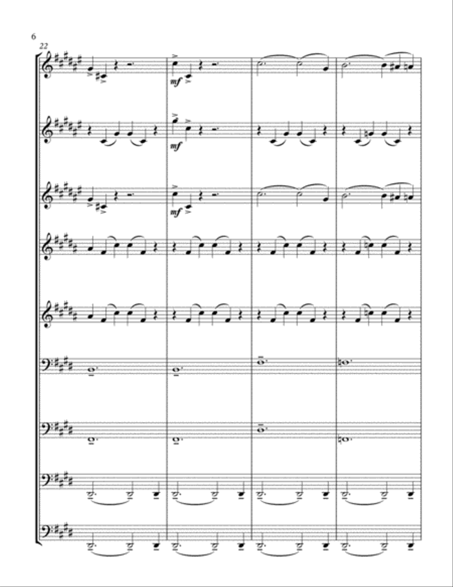 RIMSKY KORSAKOV 1844-1908 SCHEHERAZADA SUITE BRASS ENSMEBLE arrenged by KHUUSHAAN BATZAYA Brass Ensemble scores gallery preview page 6