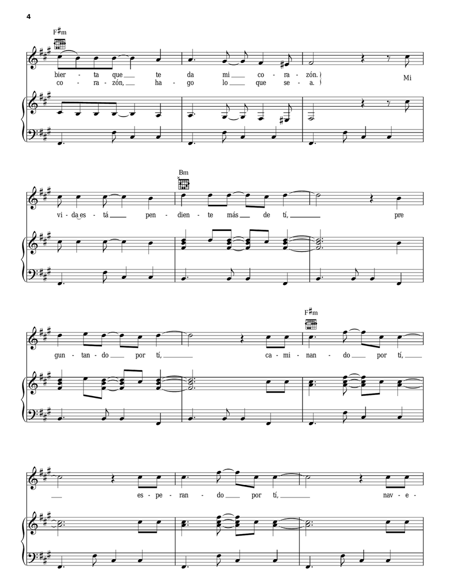 Tres Piano, Vocal, Guitar scores gallery preview page 4