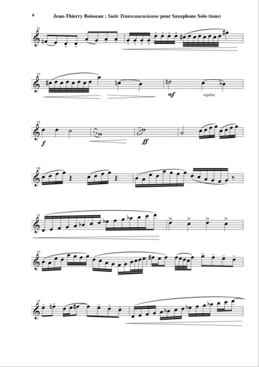 Jean-Thierry Boisseau: Suite Transcaucasienne for solo saxophone (any) Alto Saxophone scores gallery preview page 6