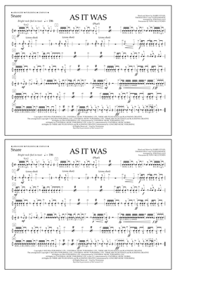 As It Was (arr. Tom Wallace) - Snare