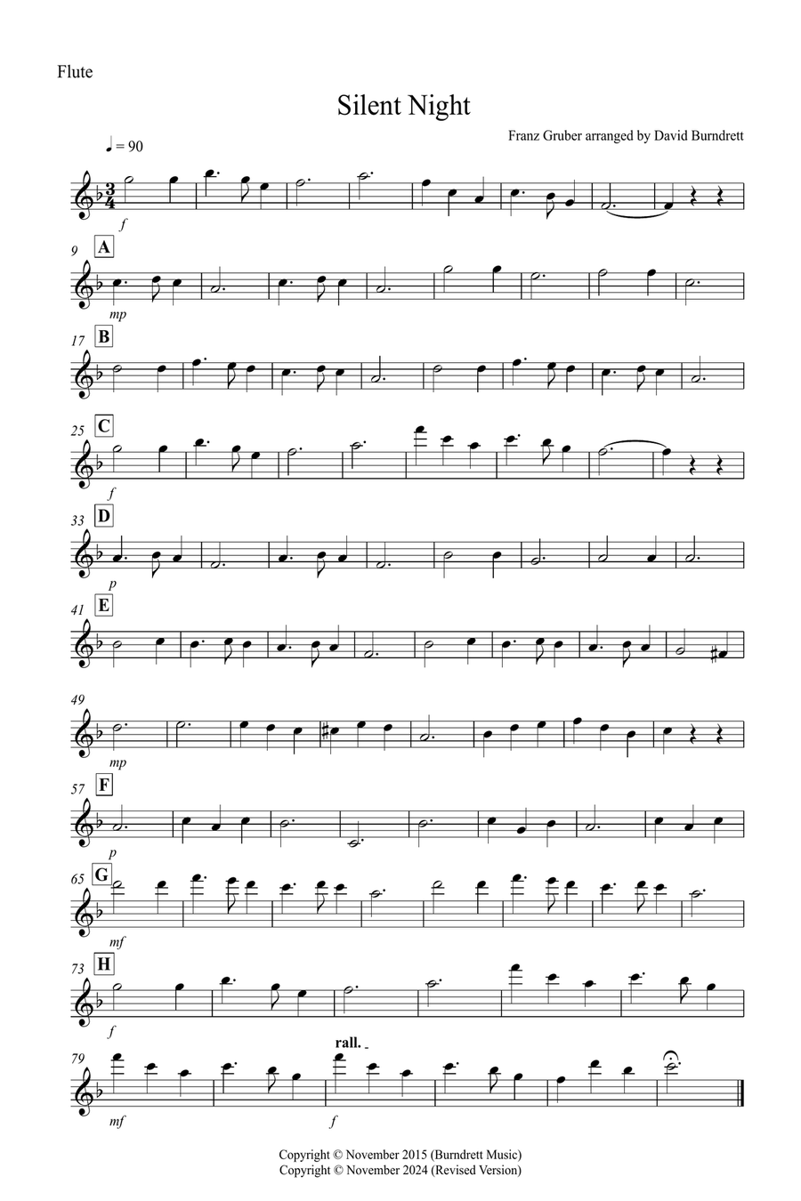Silent Night for Flute, Tenor Saxophone and Trombone Trio Small Ensemble scores gallery preview page 3