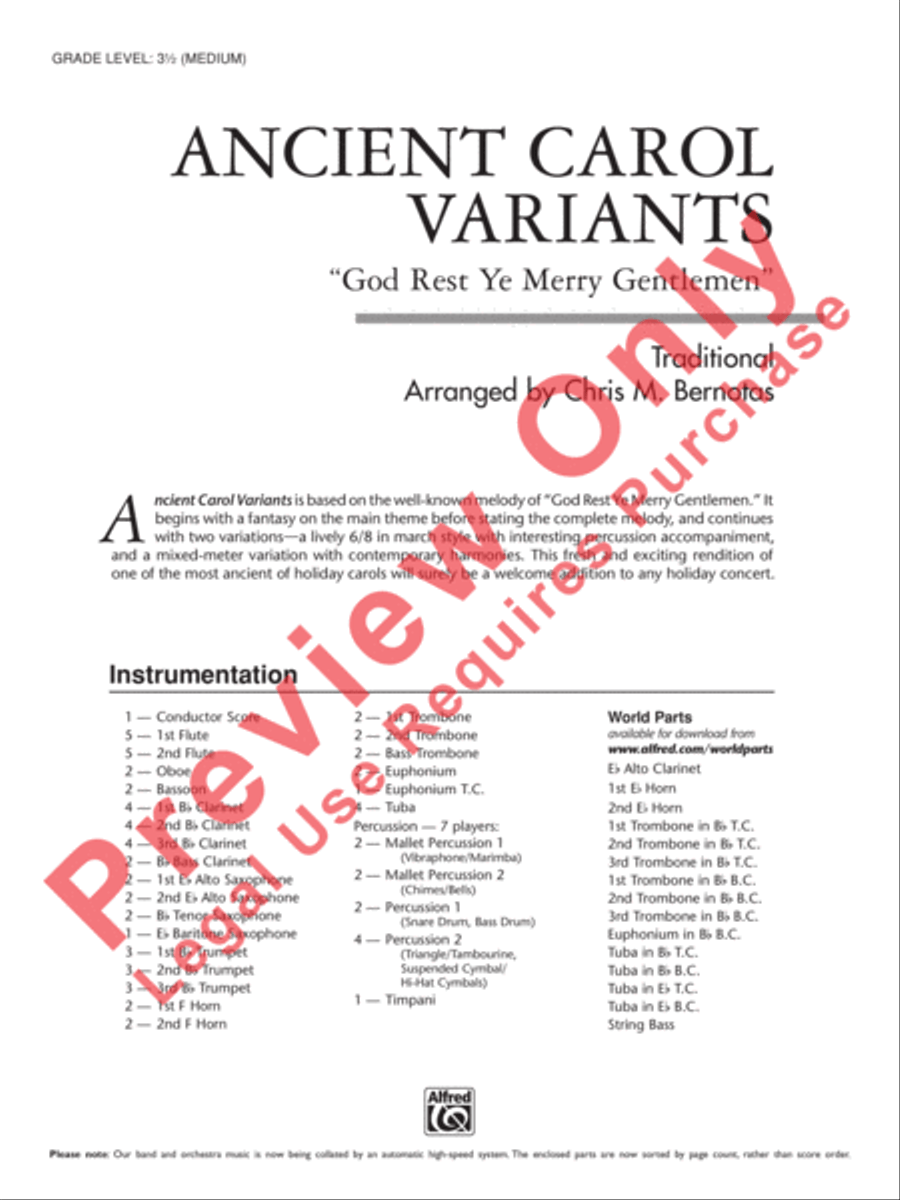 Ancient Carol Variants Concert Band scores gallery preview page 2