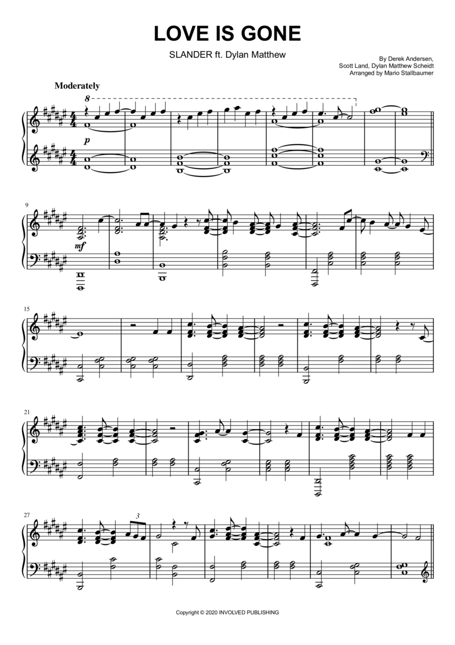 Love Is Gone Piano Solo scores gallery preview page 1