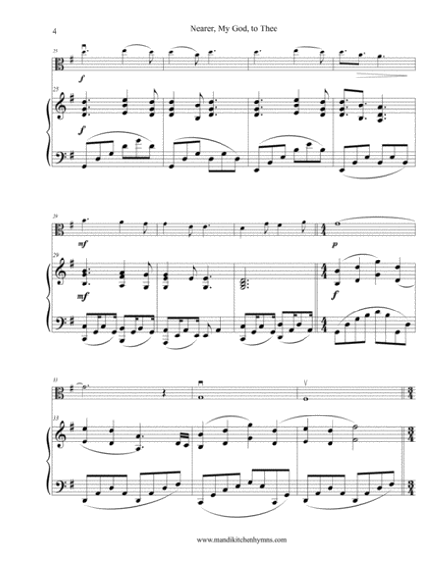 Nearer, My God, to Thee (Be Thou My Vision Medley) Viola & Piano Duet Viola scores gallery preview page 4