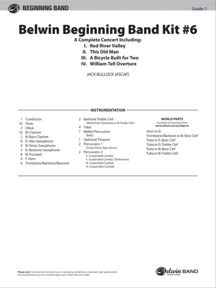 Belwin Beginning Band Kit #6: Score Concert Band scores gallery preview page 1