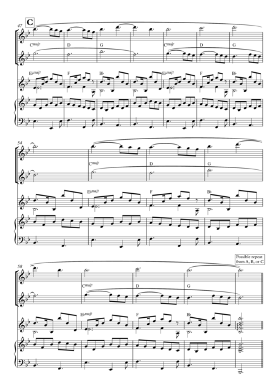 Instrumental Interlude 2'22 for 2 flutes, guitar and/or piano by Simon Peberdy Small Ensemble scores gallery preview page 5