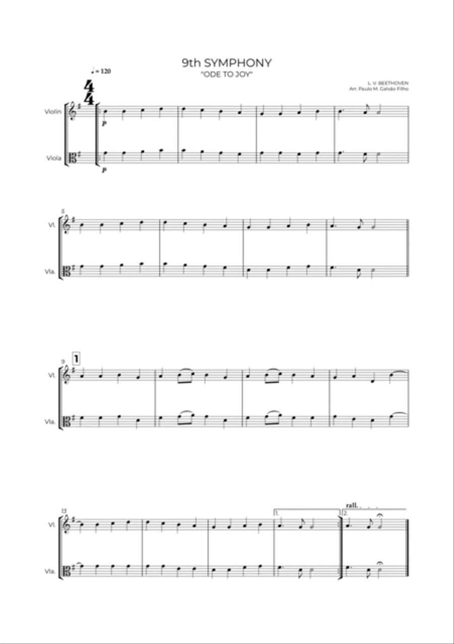 9th SYMPHONY - VIOLIN & VIOLA String Duet scores gallery preview page 2