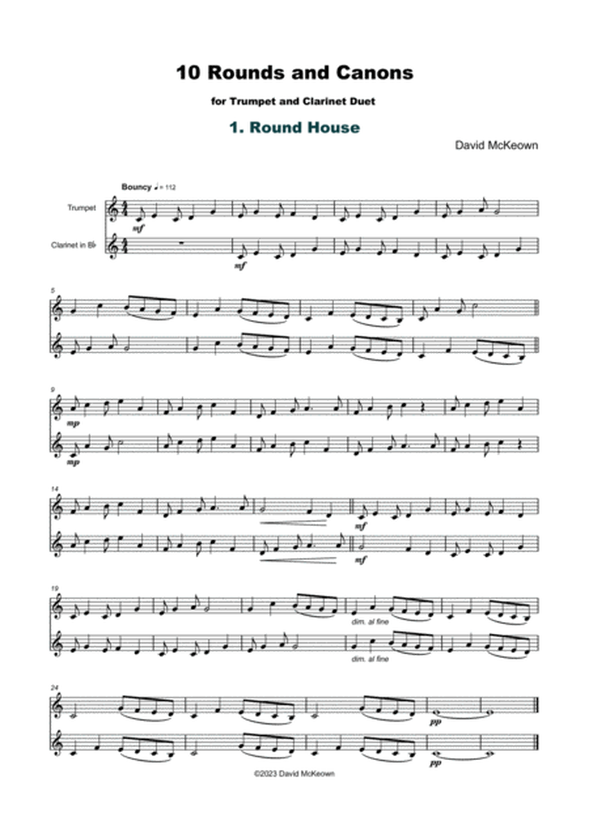 10 Rounds and Canons for Trumpet and Clarinet Duet