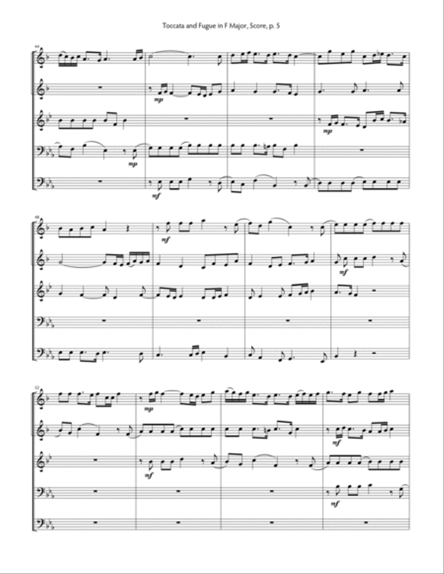 Toccata and Fugue in F Major Chamber Music scores gallery preview page 6