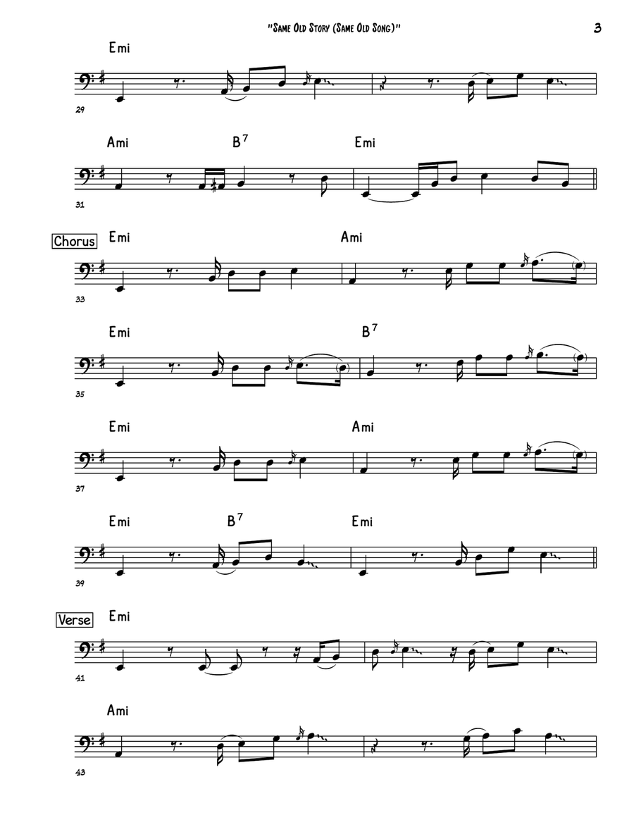 Same Old Story (same Old Song) Bass Guitar Tablature scores gallery preview page 3