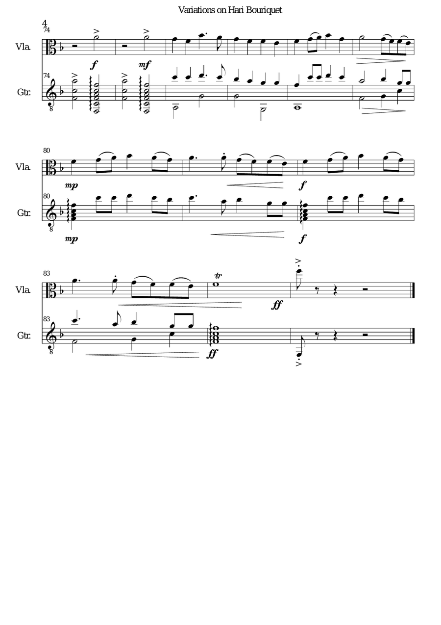Variations on Hari Bouriquet for viola and guitar String Duet scores gallery preview page 4