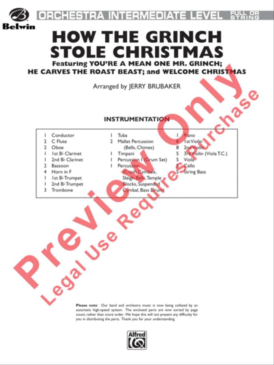 How the Grinch Stole Christmas (Medley) Full Orchestra scores gallery preview page 2