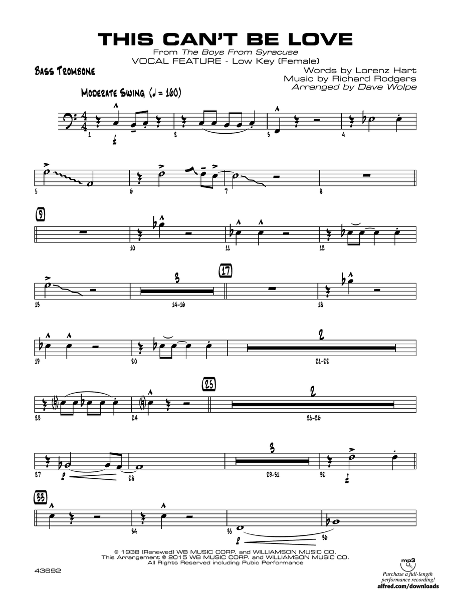 This Can't Be Love: Bass Trombone