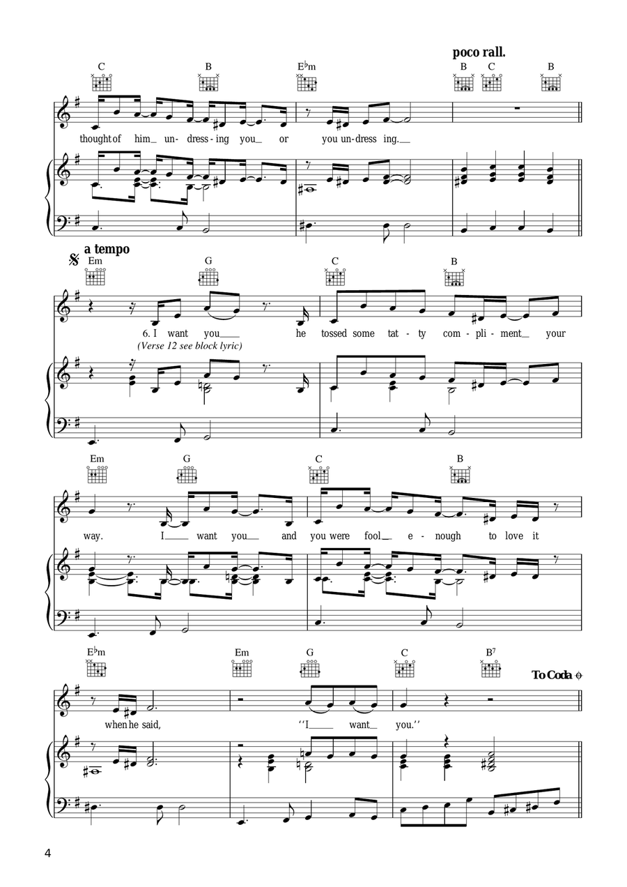 I Want You Piano, Vocal scores gallery preview page 4