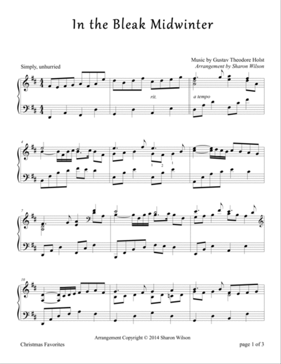 In the Bleak Midwinter Piano Solo scores gallery preview page 3