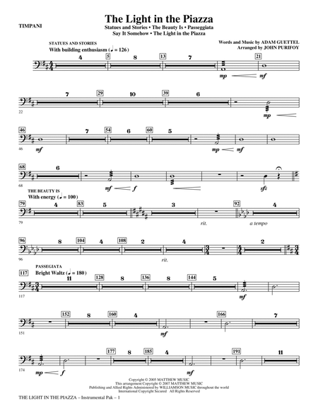 The Light In The Piazza (Choral Highlights) (arr. John Purifoy) - Timpani