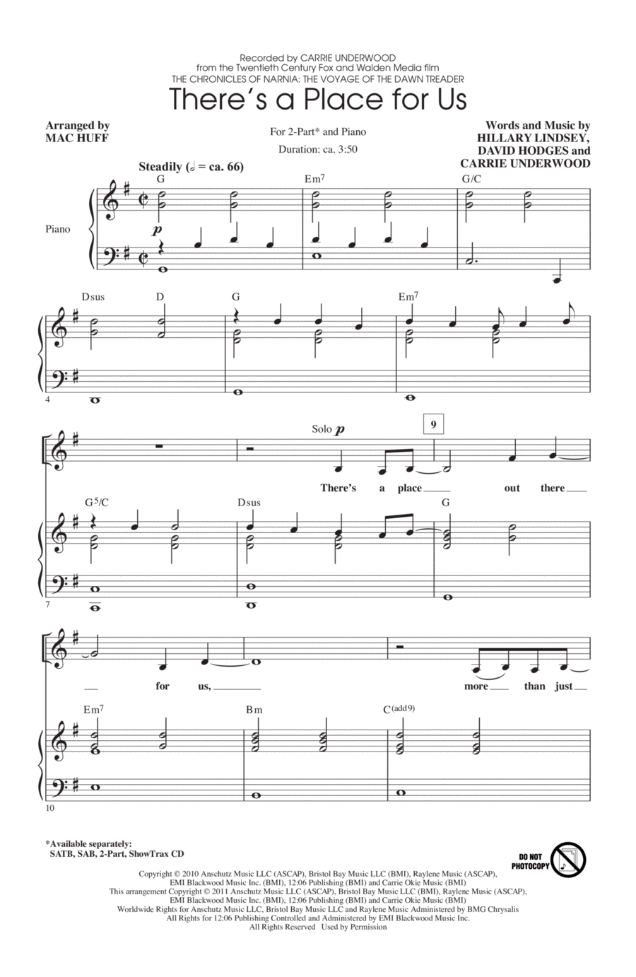 There's A Place For Us There's A Place For Us 2-Part scores gallery preview page 1