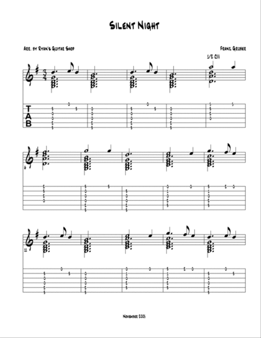 Silent Night Guitar Solo scores gallery preview page 2
