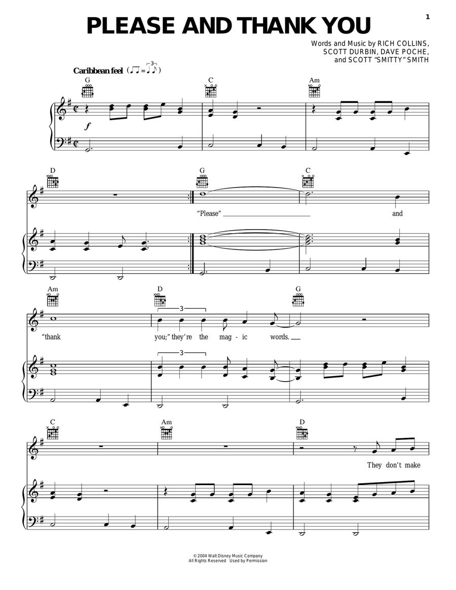 Please And Thank You Piano, Vocal, Guitar scores gallery preview page 1