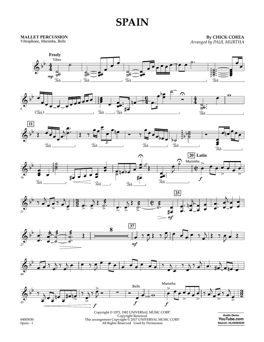 Spain - Mallet Percussion Concert Band scores gallery preview page 1