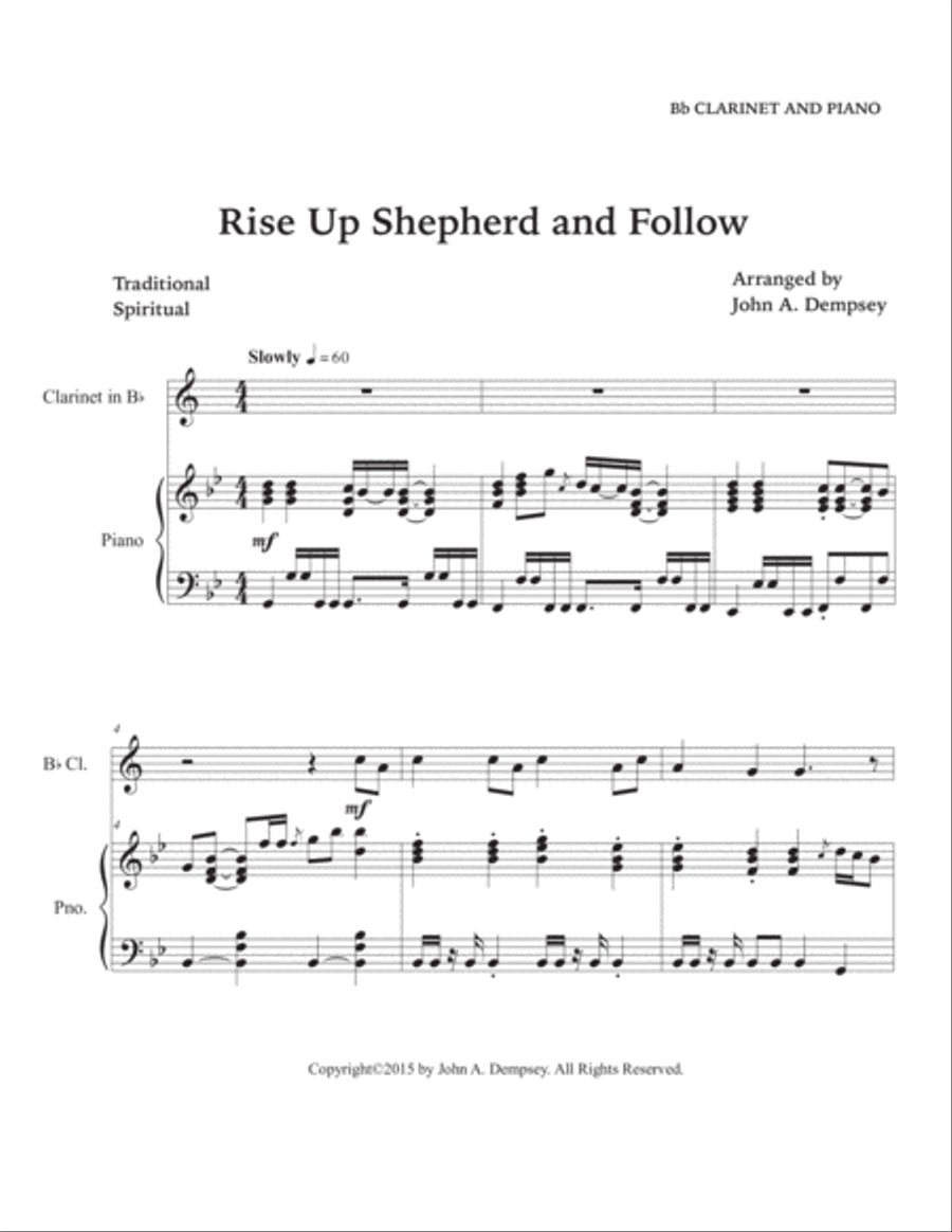Rise Up, Shepherd and Follow (Clarinet and Piano) B-Flat Clarinet scores gallery preview page 5
