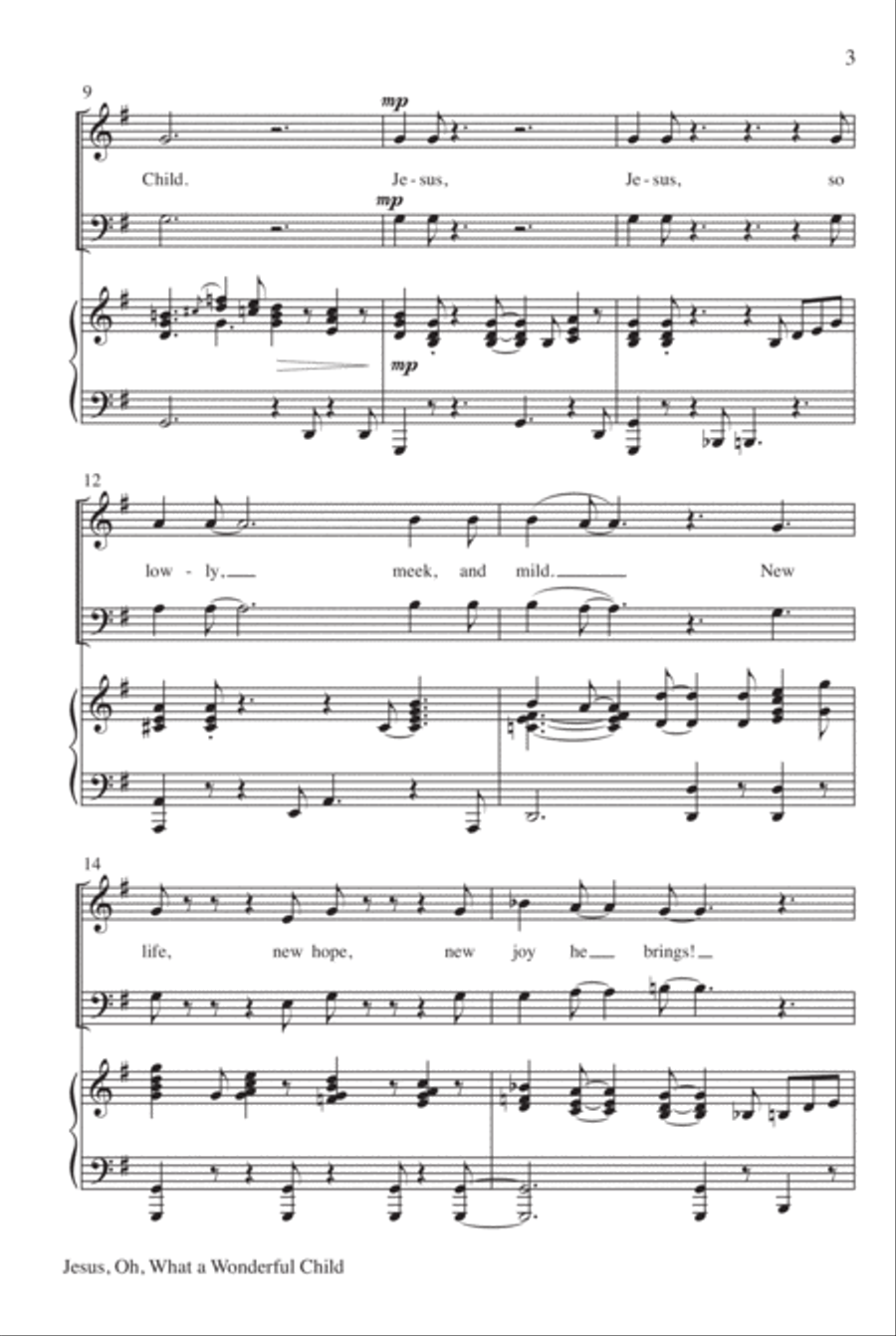 Jesus, Oh, What a Wonderful Child 2-Part scores gallery preview page 4