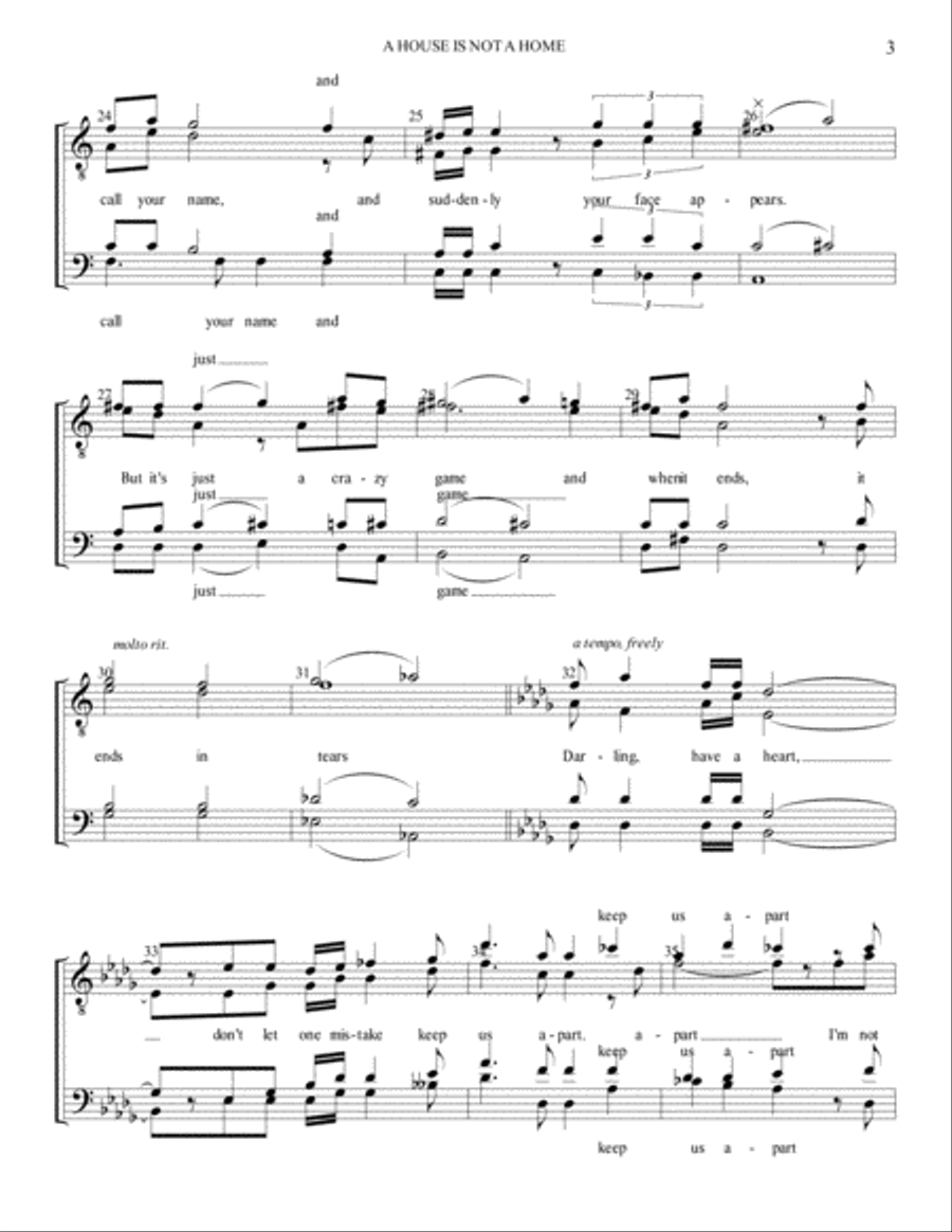 A House Is Not A Home TTBB scores gallery preview page 3