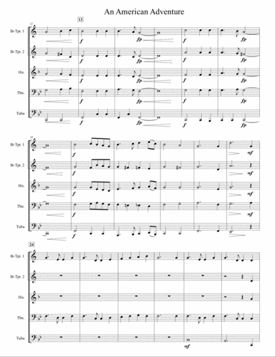 An American Adventure for Brass Quintet Brass Quintet scores gallery preview page 3