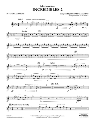 Selections from Incredibles 2 (arr. Paul Murtha) - Bb Tenor Saxophone