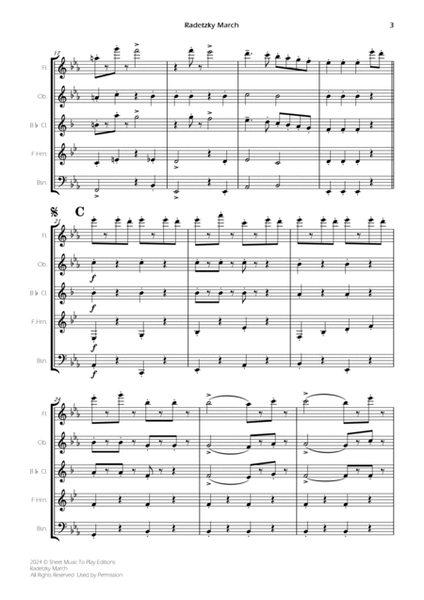 Radetzky March - Wind Quintet (Full Score) - Score Only image number null