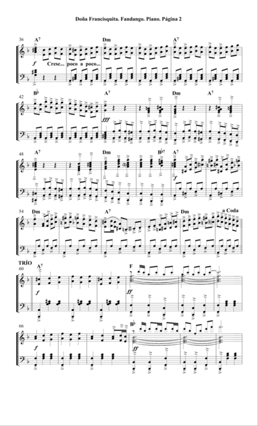 Fandango. Doña Francisquita por: Amadeo Vives Roig. Piano Method scores gallery preview page 2