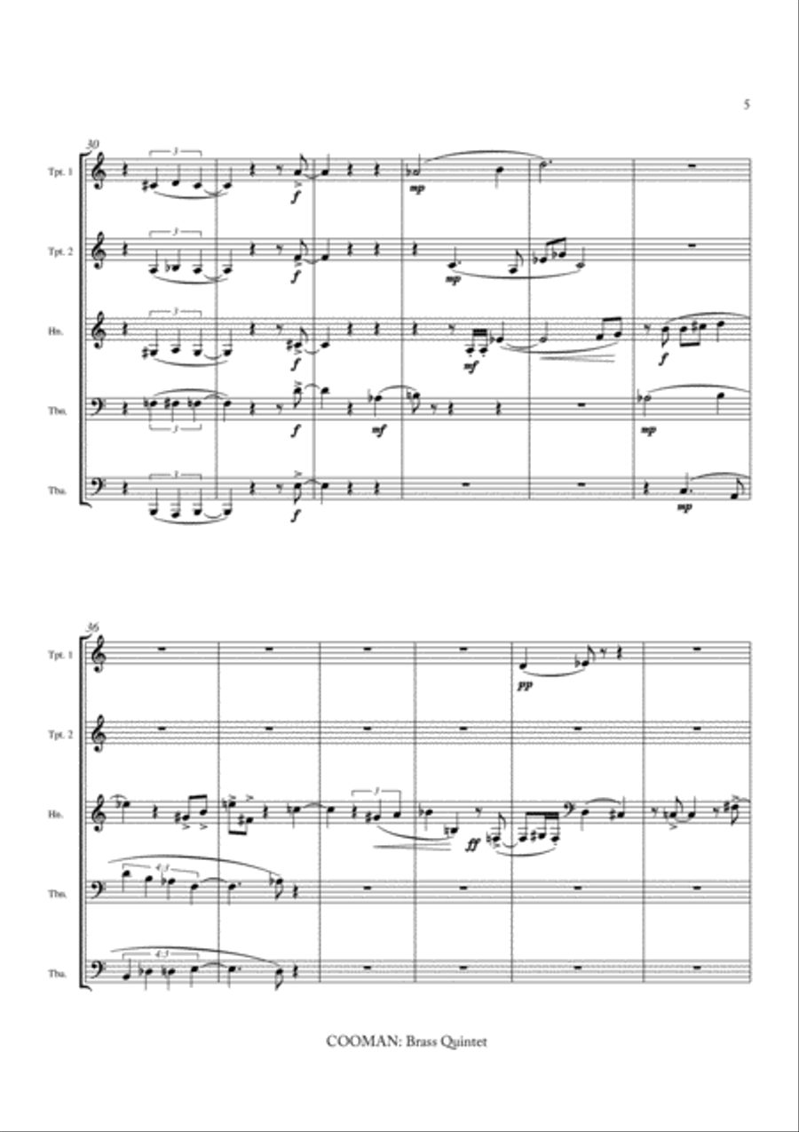Carson Cooman: Brass Quintet (2007) Brass Quintet scores gallery preview page 4