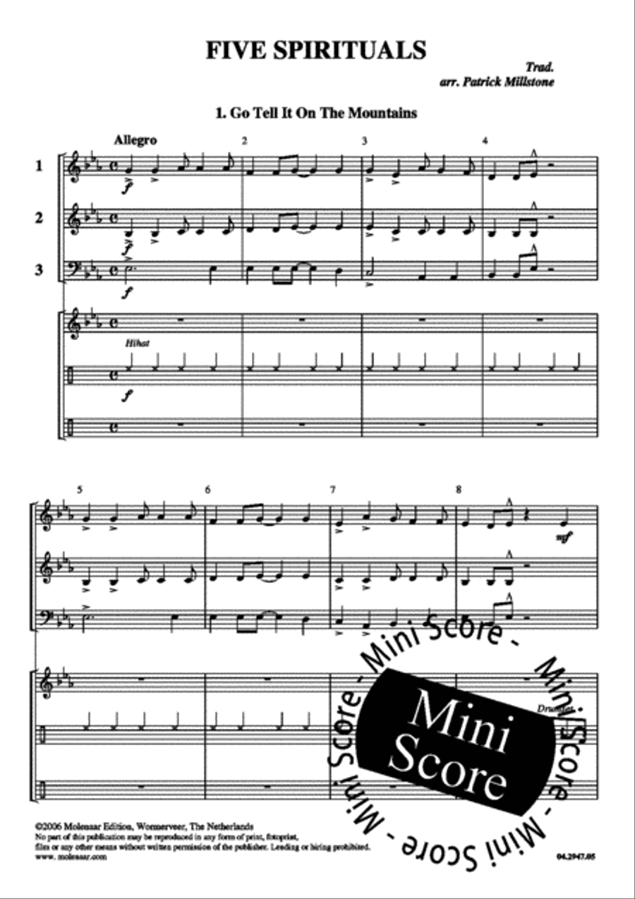 Five Spirituals 3-Part scores gallery preview page 5