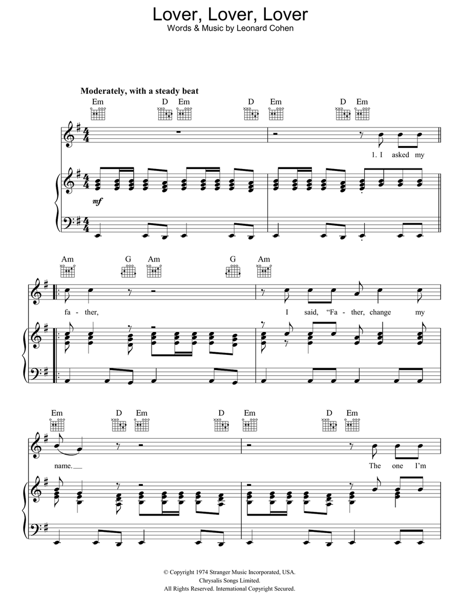 Lover Lover Lover Lover Lover Lover Piano, Vocal, Guitar scores gallery preview page 1