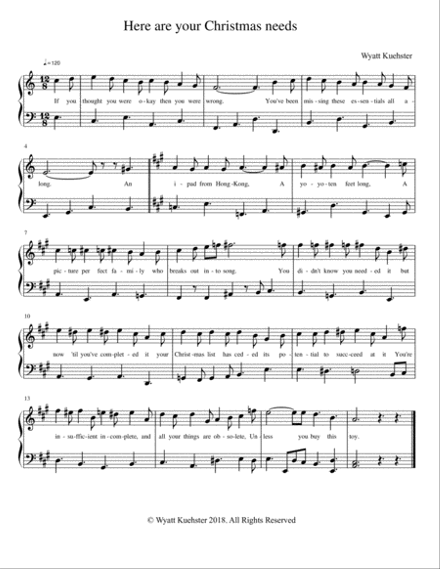 Here Are Your Christmas Needs Unison Choir scores gallery preview page 1