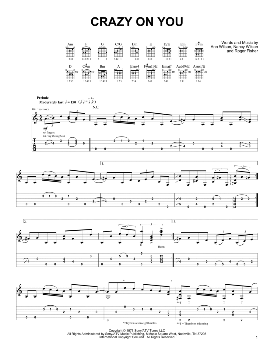 Crazy On You Acoustic Guitar scores gallery preview page 1