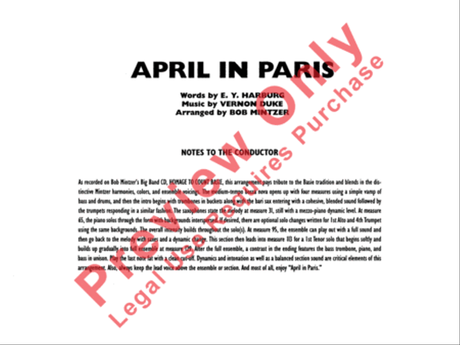 April in Paris Jazz Ensemble scores gallery preview page 3