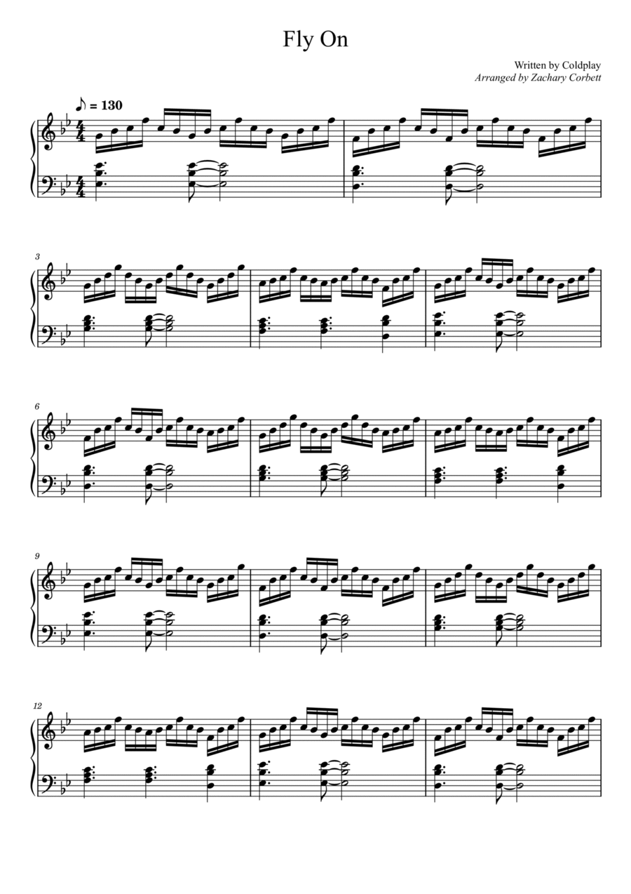 O (fly On) Piano Solo scores gallery preview page 1