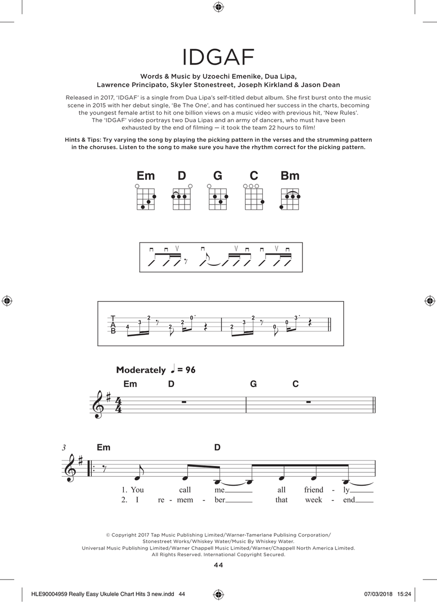IDGAF Ukulele scores gallery preview page 1