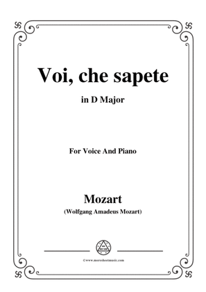 Mozart-Voi,che sapete,in D Major,for Voice and Piano