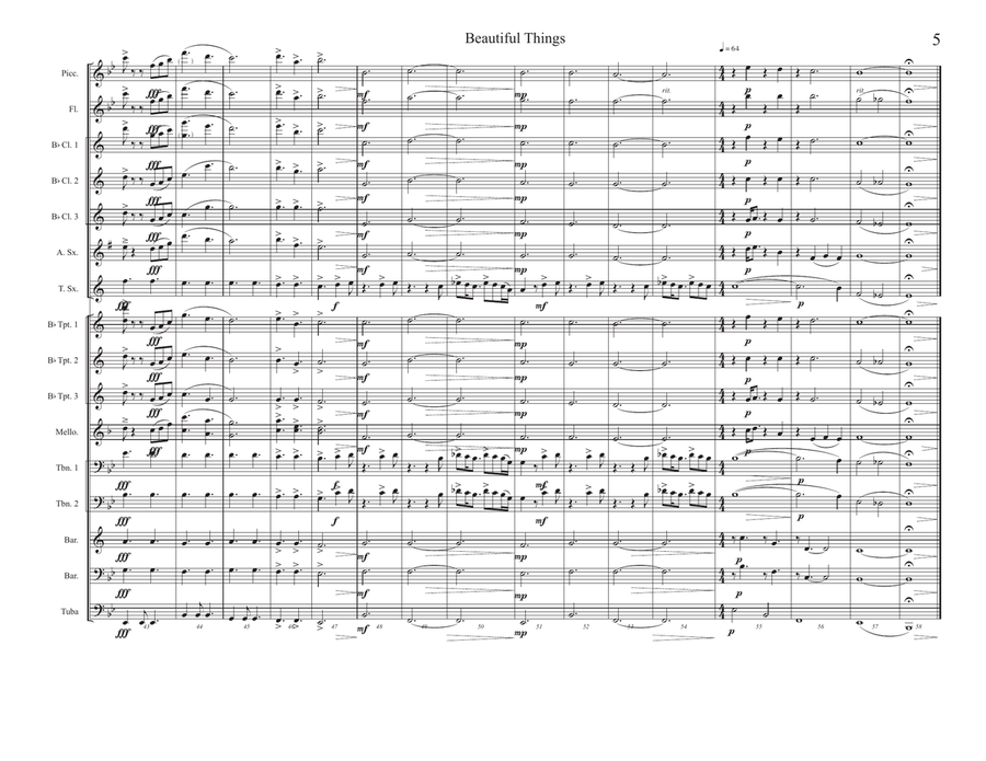 Beautiful Things Beautiful Things Marching Band scores gallery preview page 5