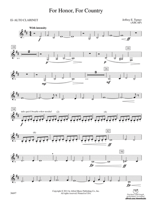 Book cover for For Honor, For Country: (wp) E-flat Alto Clarinet