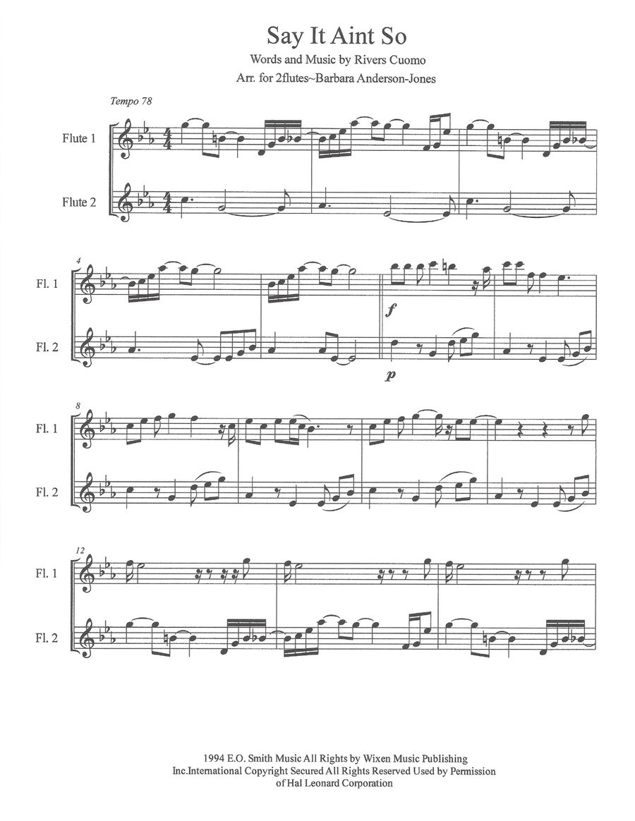 Say It Ain't So Flute Duet scores gallery preview page 2